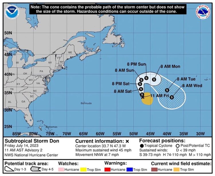 Don es de nuevo tormenta, ahora tropical, en medio del Atlántico